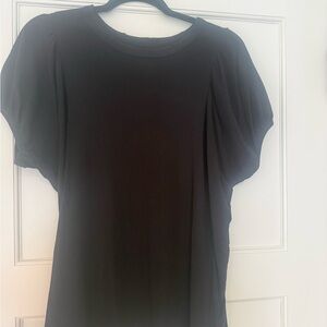 THE GREAT. Elegant Black Puff Sleeve Tee